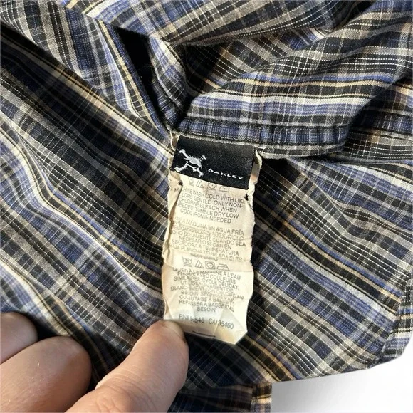 Oakley Plaid Button Up Shirt Mens Medium Short‎ Sleeve Logo - Picture 7 of 7